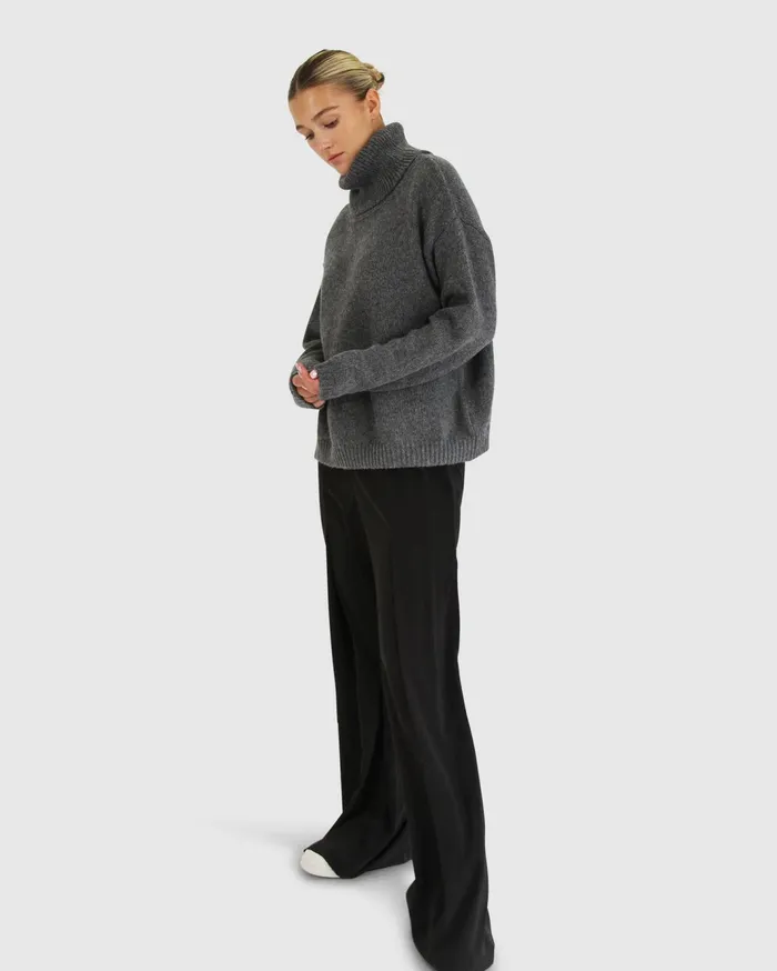 Women Tops Belle and Bloom Right Here Waiting Open Back Knit 8211 Charcoal