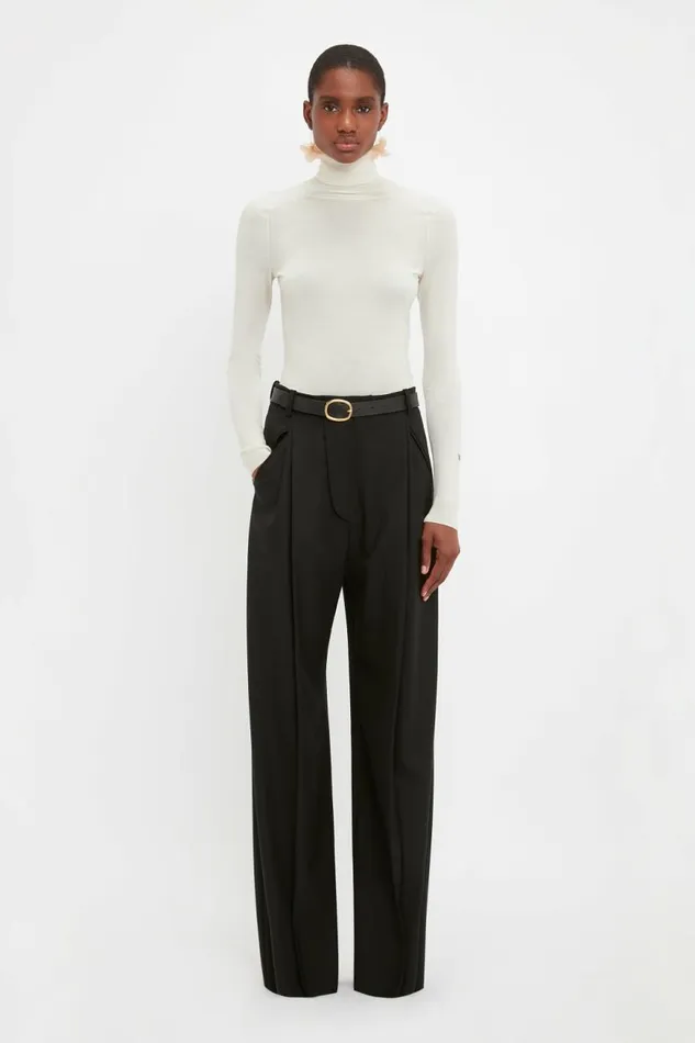 Women Trousers Victoria Beckham Wide Leg Trouser In Black