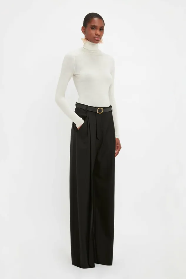 Women Trousers Victoria Beckham Wide Leg Trouser In Black