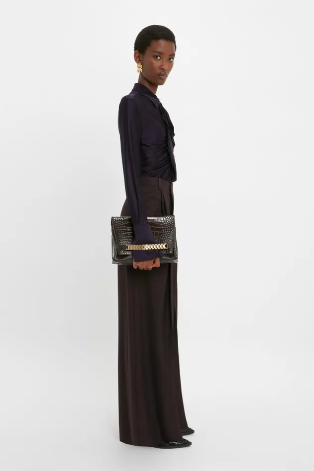 Women Trousers Victoria Beckham Wide Leg Trouser In Blackberry Azure