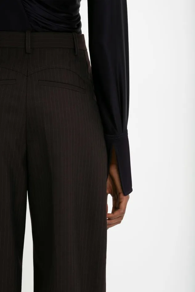 Women Trousers Victoria Beckham Wide Leg Trouser In Blackberry Azure