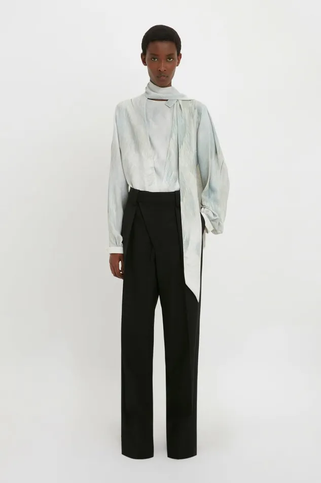 Women Trousers Victoria Beckham Wrap Front Trouser In Black