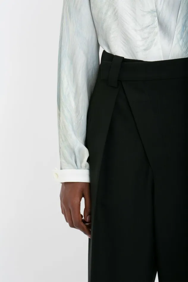 Women Trousers Victoria Beckham Wrap Front Trouser In Black