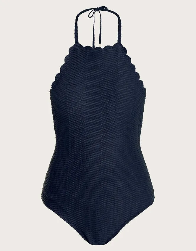 Women Una Scallop Swimsuit Black Monsoon Beachwear and Swimwear