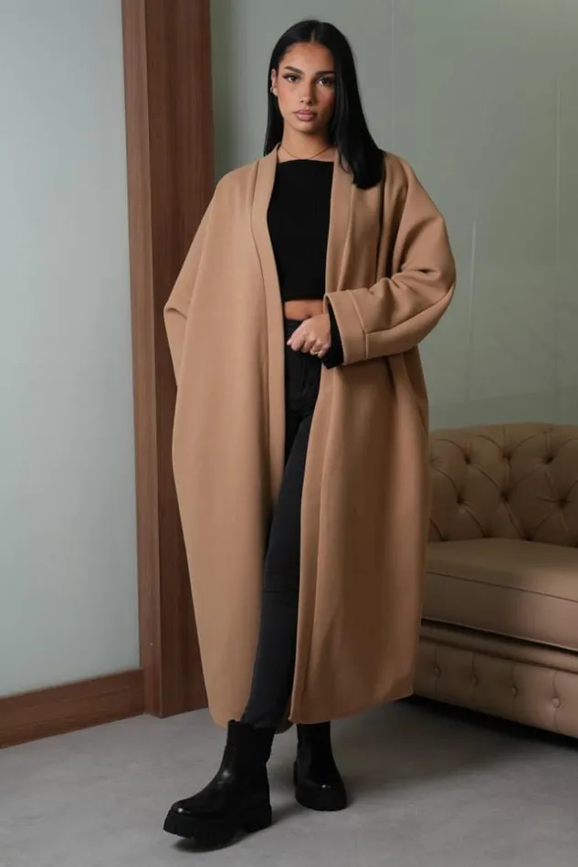 Women Veste Beige Fonc Longue Texture Darkbeige Brentiny Paris White Tops