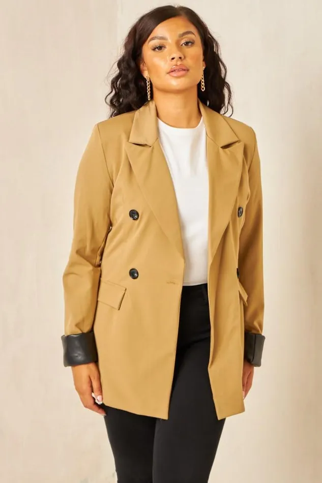 Women Veste Blazer BiMatire Camel Camel Brentiny Paris Jackets