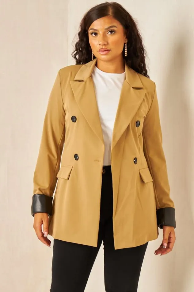 Women Veste Blazer BiMatire Camel Camel Brentiny Paris Jackets