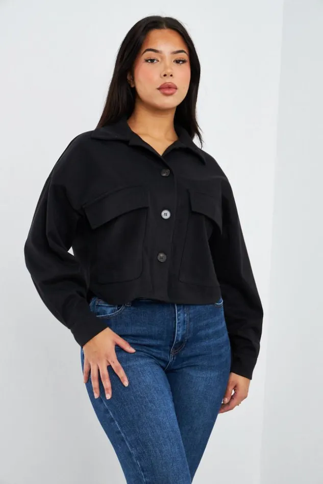 Women Veste Courte Noire En Sudine Black Brentiny Paris White Tops