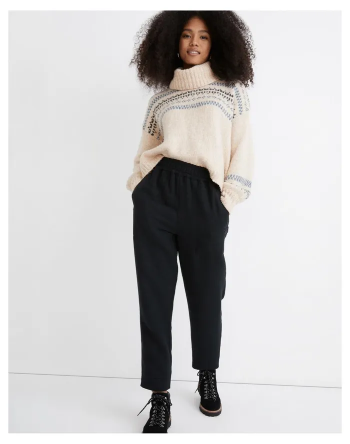 Women Waffleback Pull On High Rise Tapered Pants True Black Madewell Pants