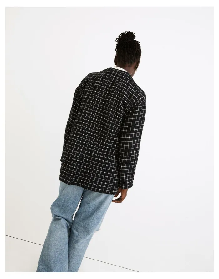 Women Waffleback Shaw Blazer In Windowpane True Black Madewell Jackets Women Waffleback Shaw Blazer In Windowpane True Black Madewell Jackets