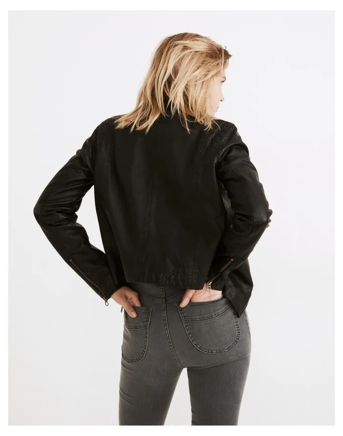 Women Washed Leather Motorcycle Jacket True Black Madewell Jackets Women Washed Leather Motorcycle Jacket True Black Madewell Jackets