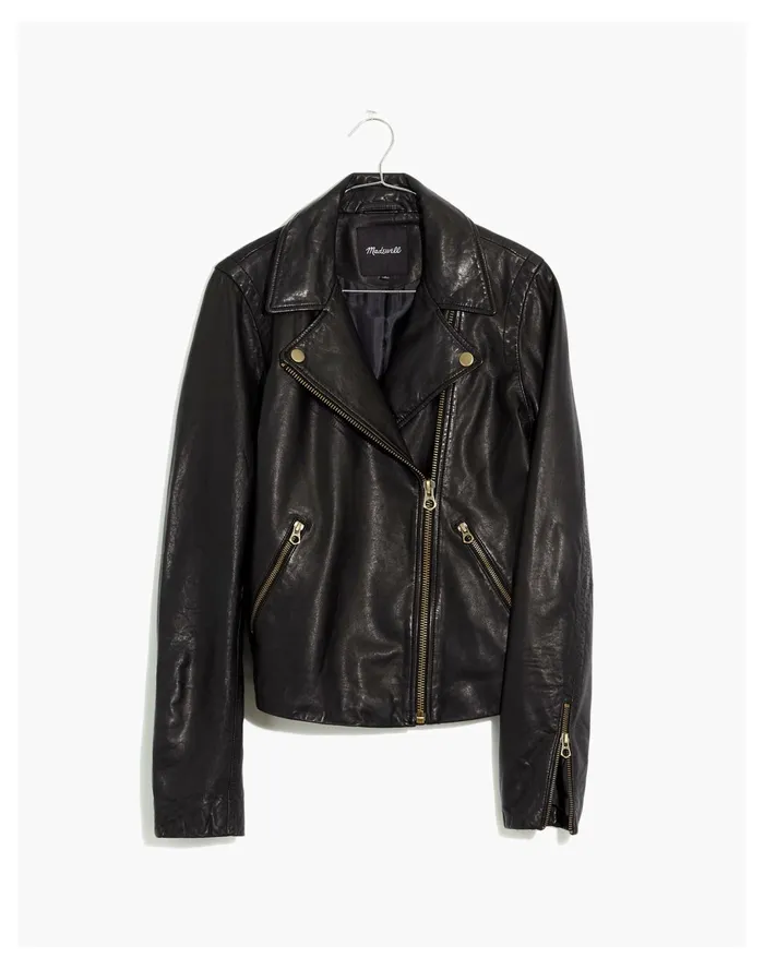 Women Washed Leather Motorcycle Jacket True Black Madewell Jackets Women Washed Leather Motorcycle Jacket True Black Madewell Jackets