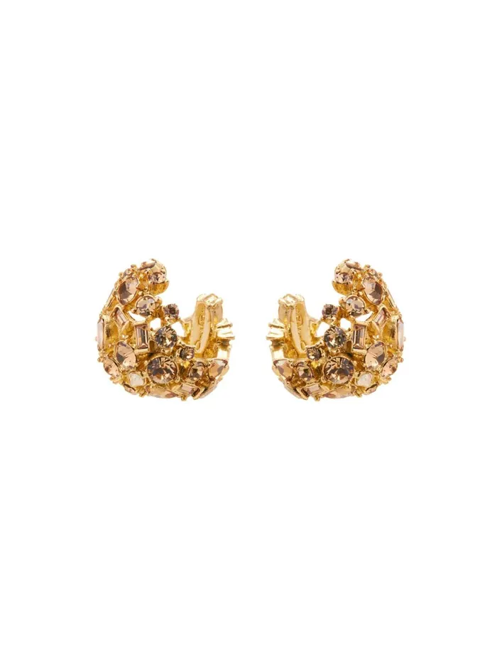 Women Wedding Guest Oscar De La Renta Mixed Stone Dome Earrings Golden Shadow