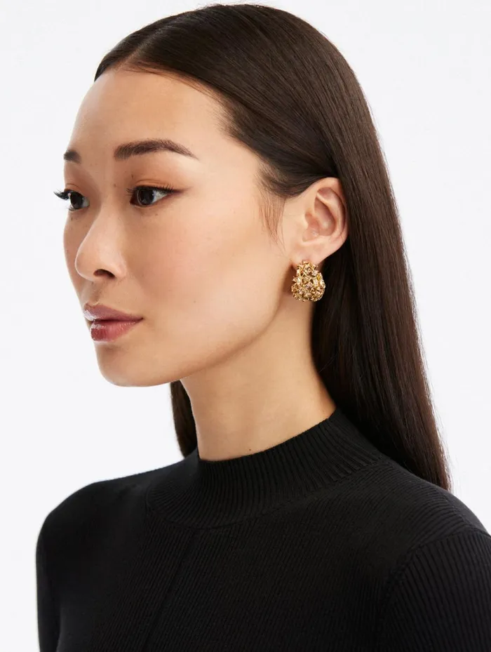 Women Wedding Guest Oscar De La Renta Mixed Stone Dome Earrings Golden Shadow Women Wedding Guest Oscar De La Renta Mixed Stone Dome Earrings Golden Shadow