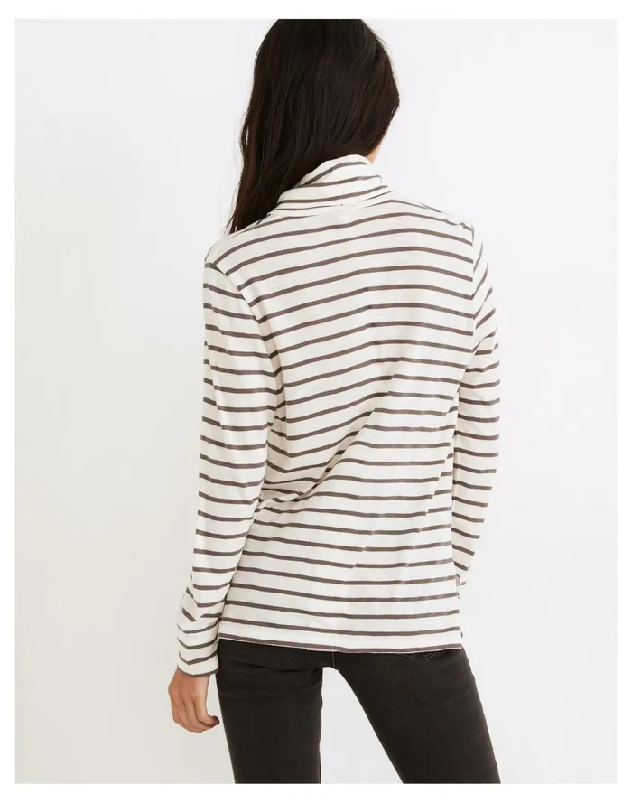 Women Whisper Cotton Turtleneck In Esme Stripe Antique Cream Madewell Tees Women Whisper Cotton Turtleneck In Esme Stripe Antique Cream Madewell Tees