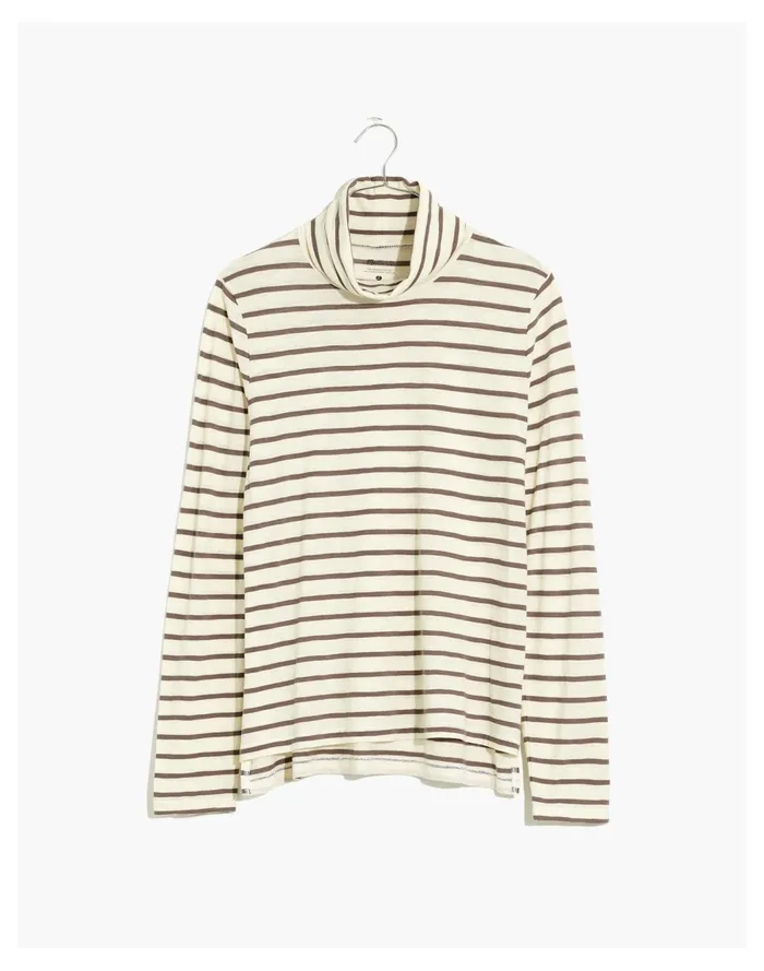 Women Whisper Cotton Turtleneck In Esme Stripe Antique Cream Madewell Tees Women Whisper Cotton Turtleneck In Esme Stripe Antique Cream Madewell Tees