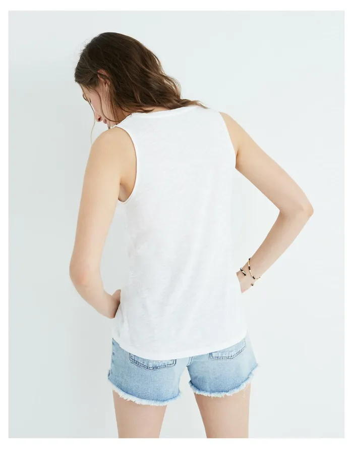Women Whisper Cotton V Neck Pocket Tank Optic White Madewell Tees Women Whisper Cotton V Neck Pocket Tank Optic White Madewell Tees
