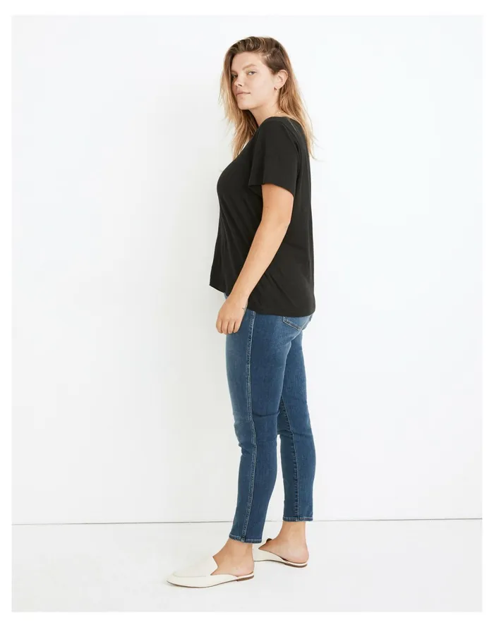 Women Whisper Cotton V Neck Tee True Black Madewell Tees Women Whisper Cotton V Neck Tee True Black Madewell Tees