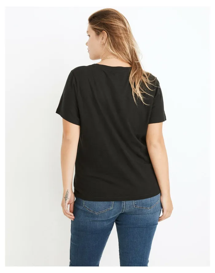 Women Whisper Cotton V Neck Tee True Black Madewell Tees Women Whisper Cotton V Neck Tee True Black Madewell Tees