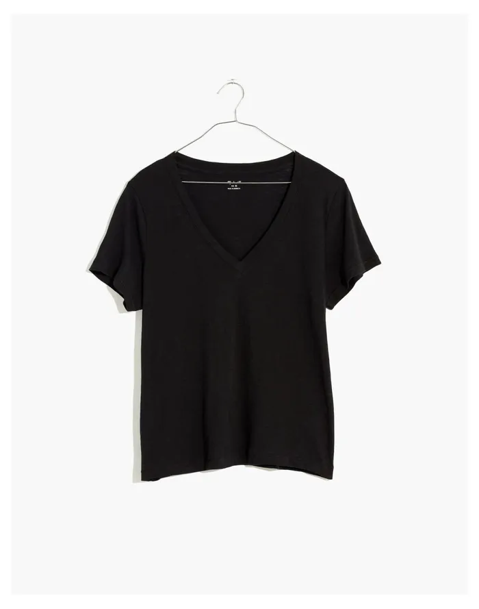 Women Whisper Cotton V Neck Tee True Black Madewell Tees Women Whisper Cotton V Neck Tee True Black Madewell Tees