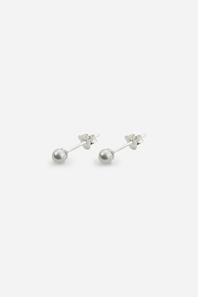 Women White 8mm Faux Pearl Sterling Silver Stud Earrings Roman Jewellery