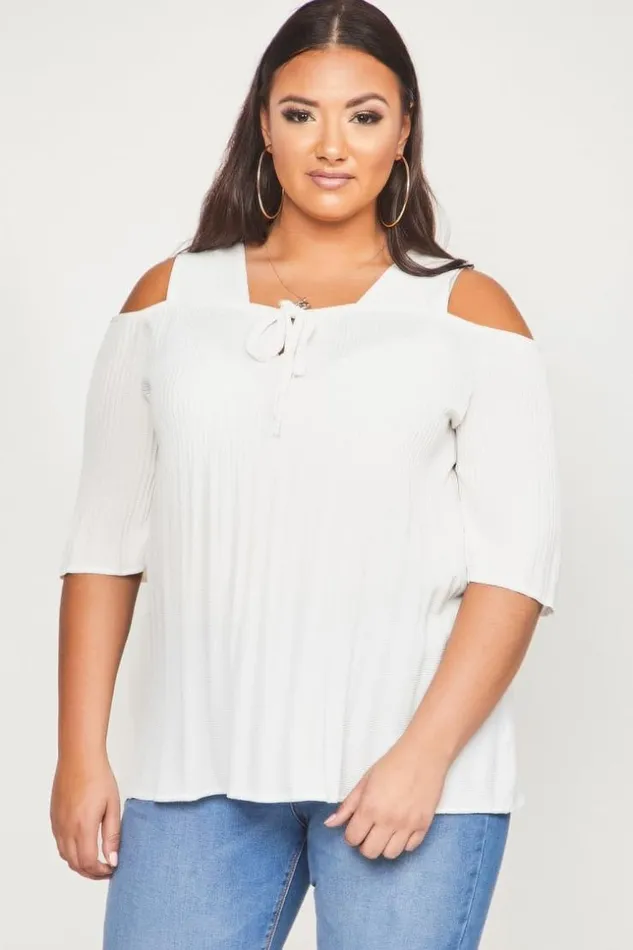 Women White Pleated OffTheShoulder Blouse Brentiny Paris Shirts and Blouses
