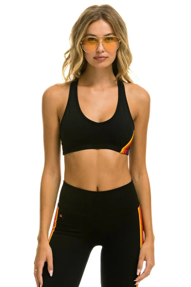 Women WOMEN039S 5 STRIPE SPORTS BRA 8211 BLACK Aviator Nation SportsBras