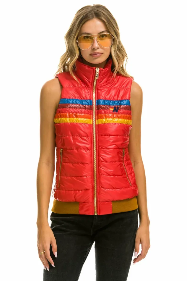Women WOMEN039S 5 STRIPE VEST 8211 GLOSSY CHERRY Aviator Nation Outerwear