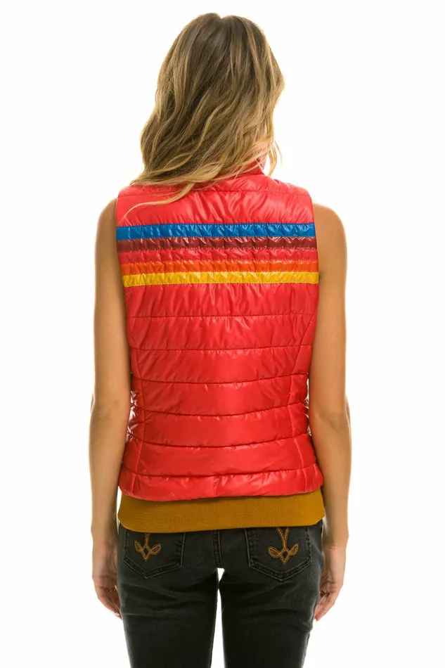 Women WOMEN039S 5 STRIPE VEST 8211 GLOSSY CHERRY Aviator Nation Outerwear Women WOMEN039S 5 STRIPE VEST 8211 GLOSSY CHERRY Aviator Nation Outerwear