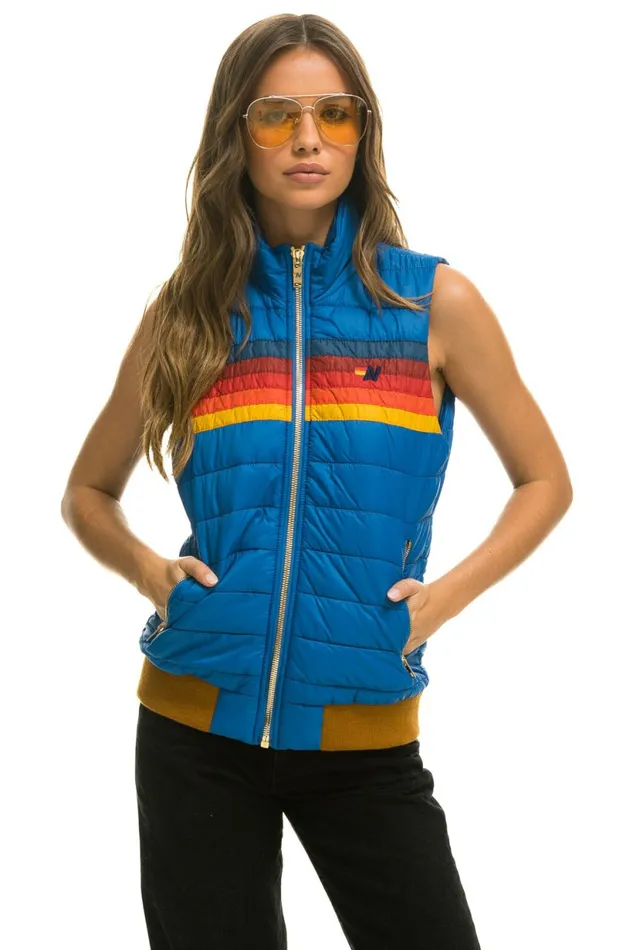 Women WOMEN039S 5 STRIPE VEST 8211 SNORKEL BLUE Aviator Nation Outerwear