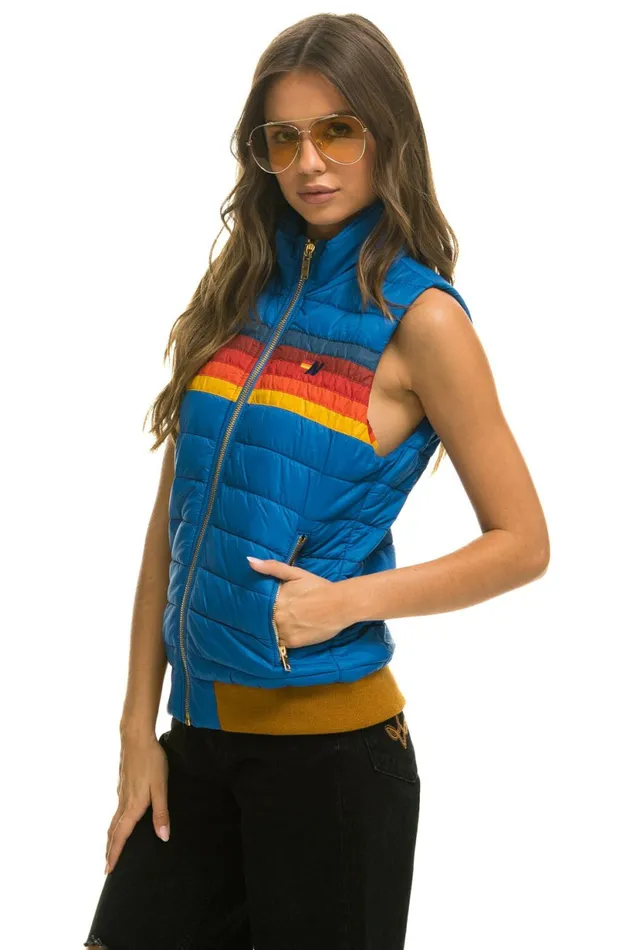 Women WOMEN039S 5 STRIPE VEST 8211 SNORKEL BLUE Aviator Nation Outerwear Women WOMEN039S 5 STRIPE VEST 8211 SNORKEL BLUE Aviator Nation Outerwear