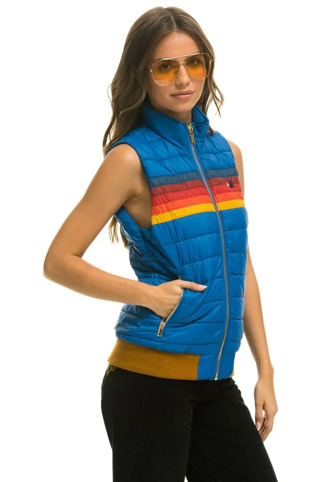 Women WOMEN039S 5 STRIPE VEST 8211 SNORKEL BLUE Aviator Nation Outerwear Women WOMEN039S 5 STRIPE VEST 8211 SNORKEL BLUE Aviator Nation Outerwear