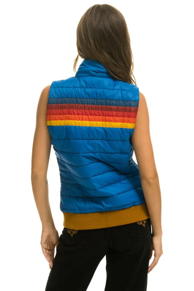 Women WOMEN039S 5 STRIPE VEST 8211 SNORKEL BLUE Aviator Nation Outerwear Women WOMEN039S 5 STRIPE VEST 8211 SNORKEL BLUE Aviator Nation Outerwear