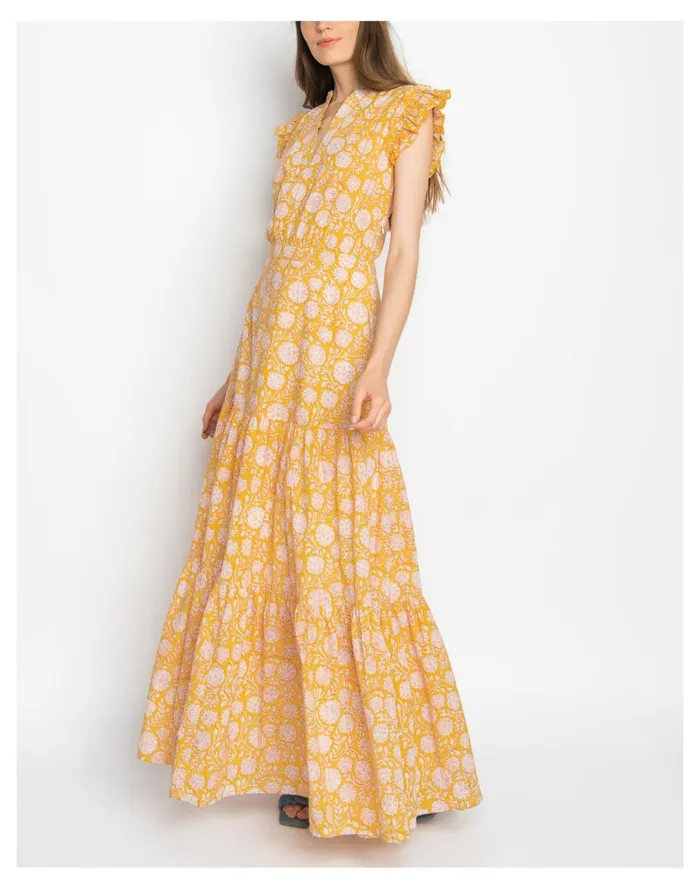 Women WVN Starla Dress Yellow Multi Madewell Dresses Women WVN Starla Dress Yellow Multi Madewell Dresses