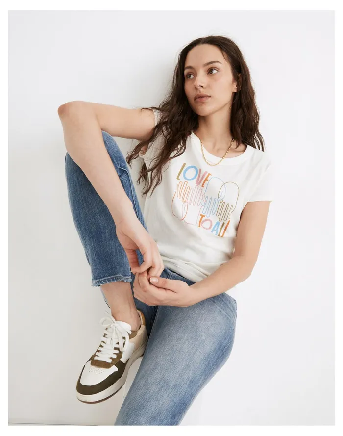 Women X Lisa Congdon Love To All Pride Perfect Vintage Tee Bright Ivory Madewell Tees