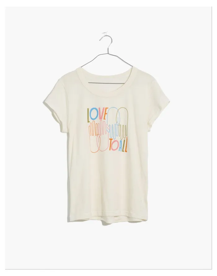 Women X Lisa Congdon Love To All Pride Perfect Vintage Tee Bright Ivory Madewell Tees Women X Lisa Congdon Love To All Pride Perfect Vintage Tee Bright Ivory Madewell Tees