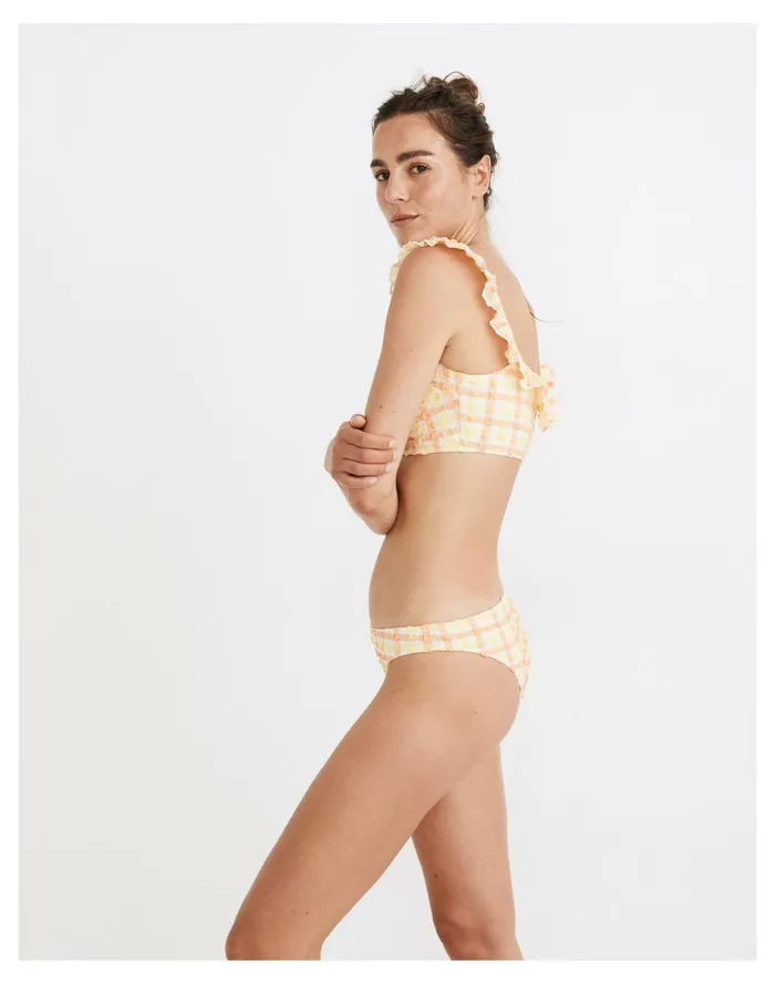 Women X Solid and Striped Paloma Bikini Bottom In Seersucker Gingham Cantaloupe Madewell Swim Women X Solid and Striped Paloma Bikini Bottom In Seersucker Gingham Cantaloupe Madewell Swim
