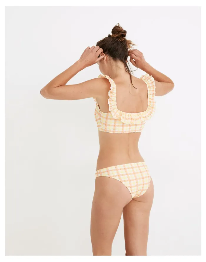 Women X Solid and Striped Paloma Bikini Bottom In Seersucker Gingham Cantaloupe Madewell Swim Women X Solid and Striped Paloma Bikini Bottom In Seersucker Gingham Cantaloupe Madewell Swim