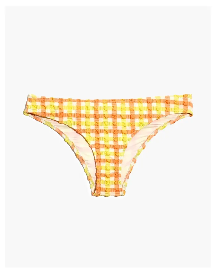 Women X Solid and Striped Paloma Bikini Bottom In Seersucker Gingham Cantaloupe Madewell Swim Women X Solid and Striped Paloma Bikini Bottom In Seersucker Gingham Cantaloupe Madewell Swim