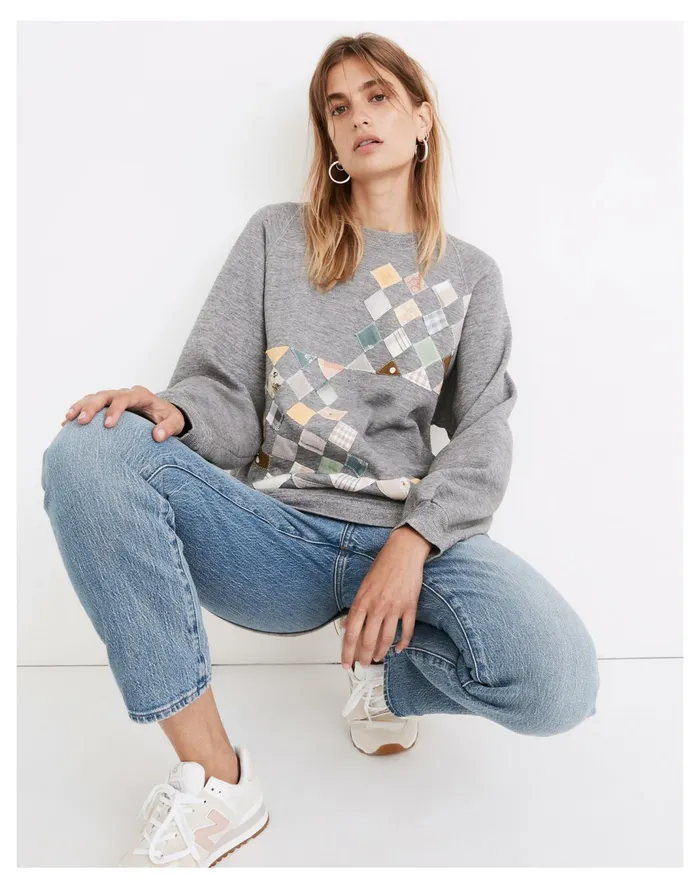 Women X The Falls Patchwork Sweatshirt In Grey Pastel Quilts Madewell Sweatshirts and Sweatpants Women X The Falls Patchwork Sweatshirt In Grey Pastel Quilts Madewell Sweatshirts and Sweatpants