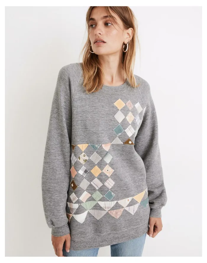 Women X The Falls Patchwork Sweatshirt In Grey Pastel Quilts Madewell Sweatshirts and Sweatpants Women X The Falls Patchwork Sweatshirt In Grey Pastel Quilts Madewell Sweatshirts and Sweatpants