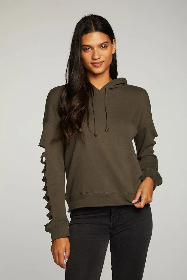 Womens Chaser Brand Cotton Fleece Vented Long Sleeve Pullover Hoodie Outerwear