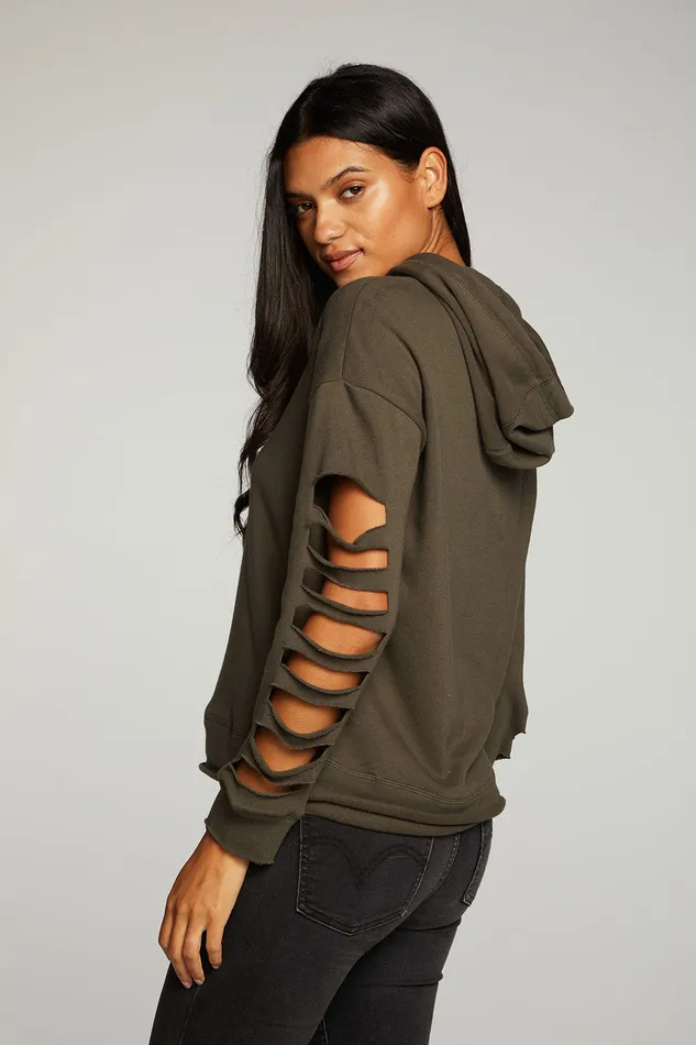 Womens Chaser Brand Cotton Fleece Vented Long Sleeve Pullover Hoodie Outerwear