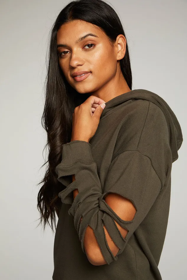 Womens Chaser Brand Cotton Fleece Vented Long Sleeve Pullover Hoodie Outerwear