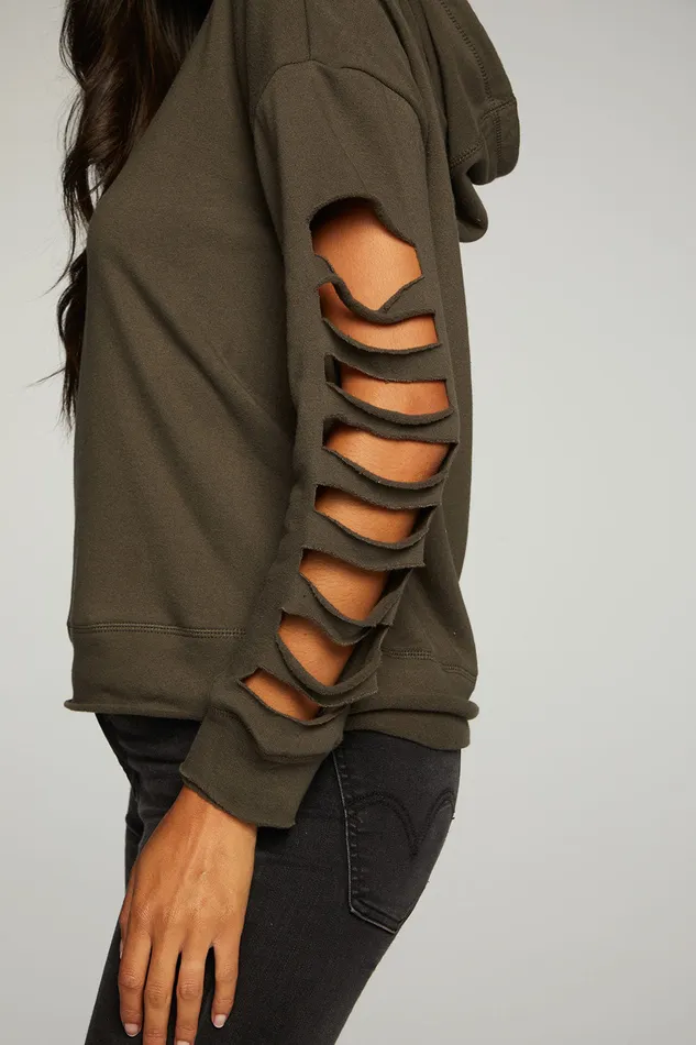 Womens Chaser Brand Cotton Fleece Vented Long Sleeve Pullover Hoodie Outerwear