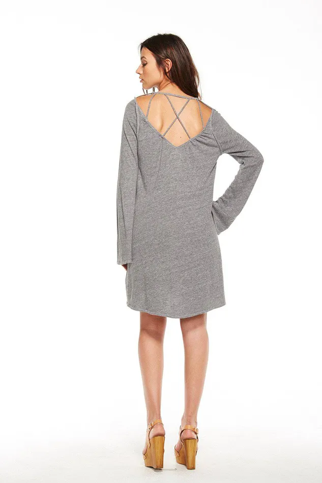 Womens Chaser Brand TRIBLEND JERSEY BELL SLEEVE STRAPPY MINI DRESS Loungewear
