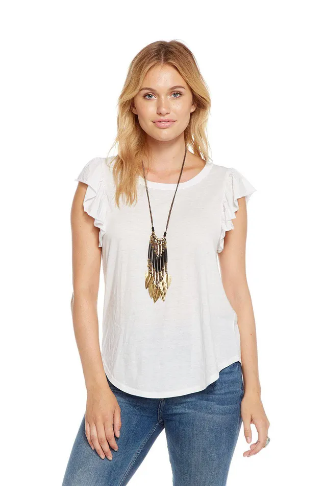 Womens Loungewear Chaser Brand VINTAGE JERSEY FLUTTER SLEEVE SHIRTTAIL TEE