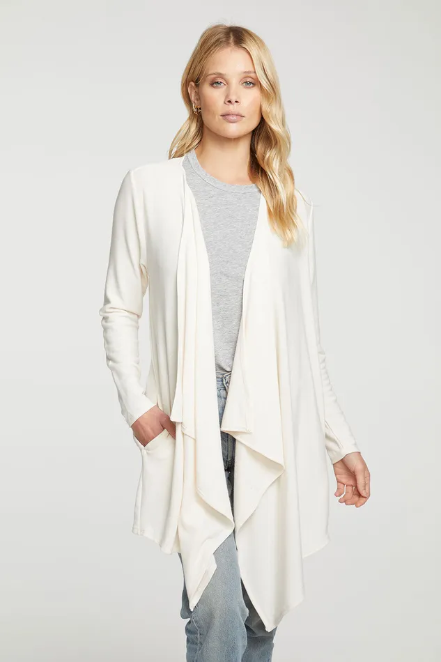Womens Outerwear Chaser Brand Rpet Cozy Knit Drape Front Cardigan