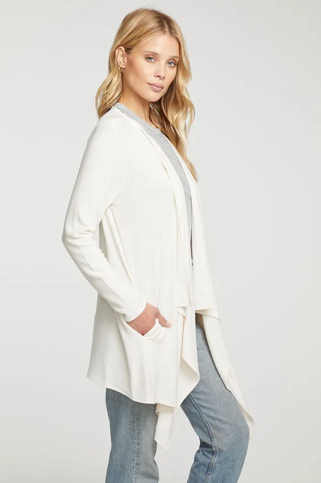 Womens Outerwear Chaser Brand Rpet Cozy Knit Drape Front Cardigan