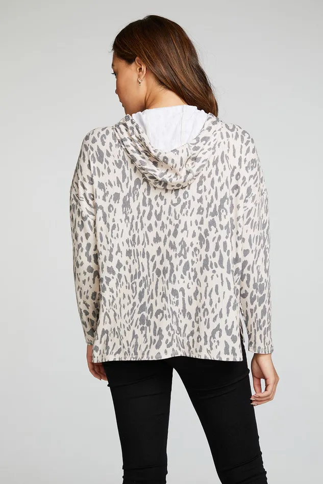 Womens Outerwear Chaser Brand Rpet Love Rib Long Sleeve Drop Shoulder Slit Side Pullover Hoodie